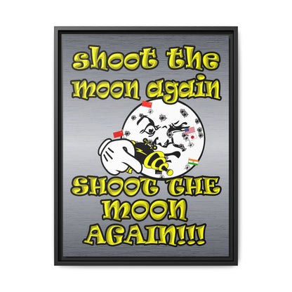 shoot the moon again - framed canvas art (brushed nickel)