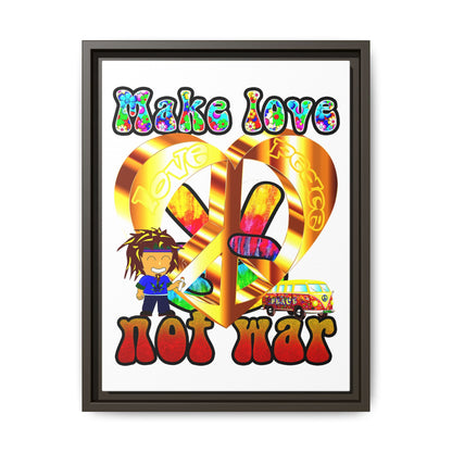 love peace - framed canvas art (white)