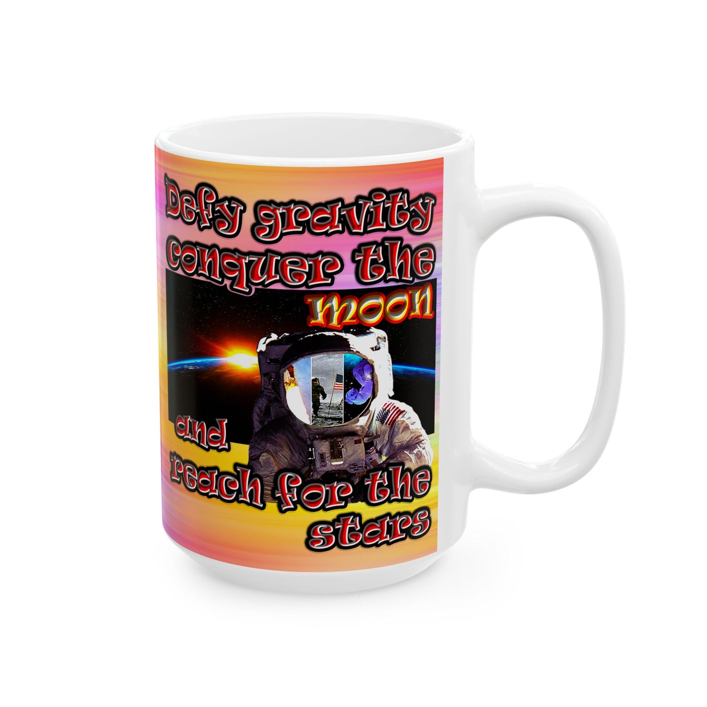 defy conquer reach - White Mug (color blur)
