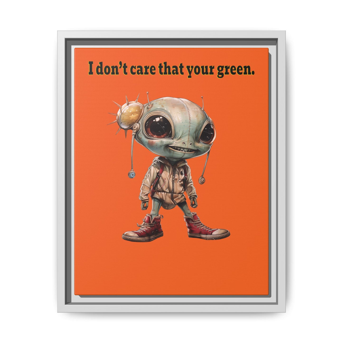 I don't care that your green - framed canvas art (orange)