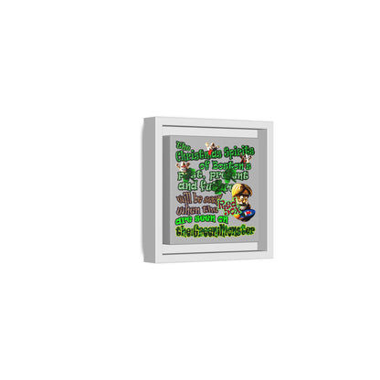 christmas spirits of boston - framed canvas art (light grey)