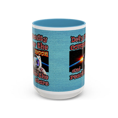 defy conquer reach - Accent Mug (faded blue)