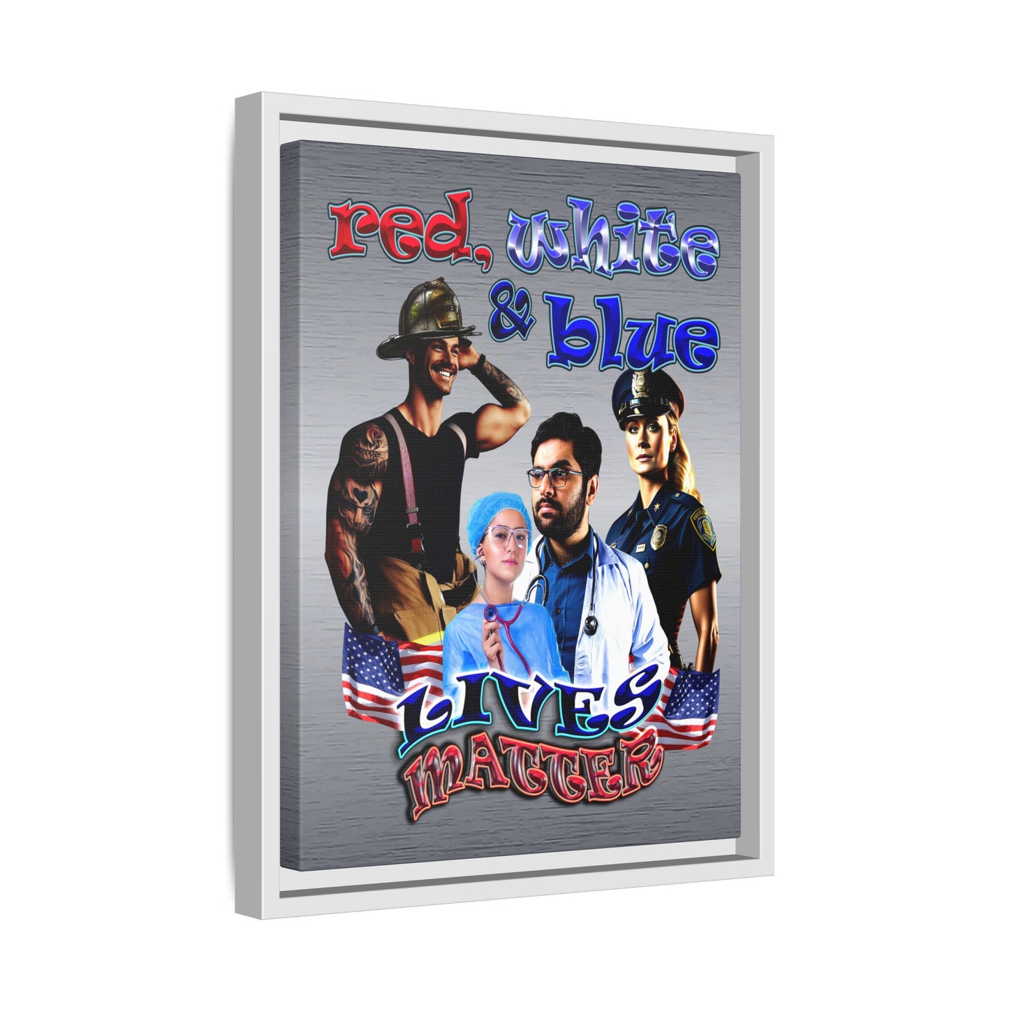 rw&b lives matter - framed canvas art (brushed nickel)