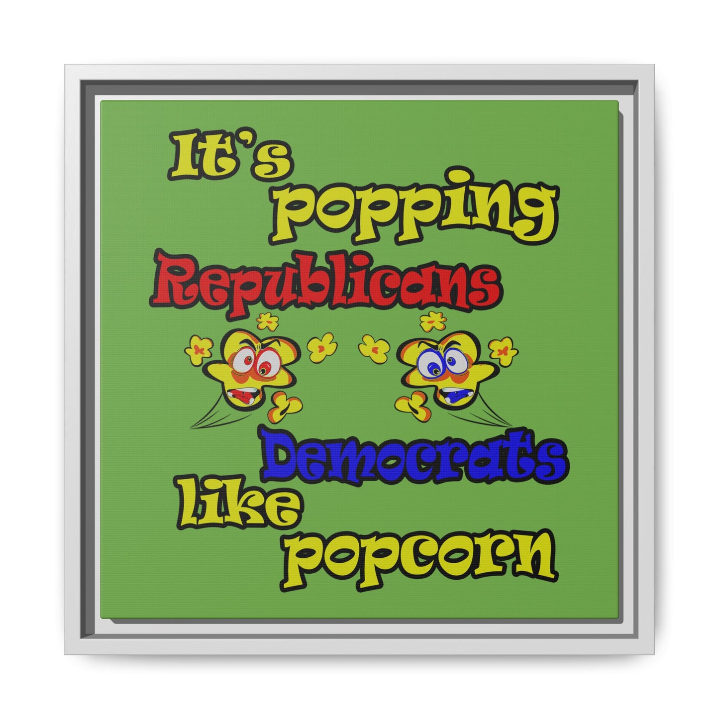 popping like popcorn - framed canvas art (green)