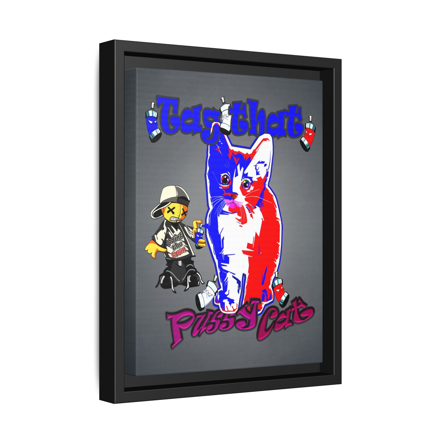 tag that - framed canvas art (grey-light grey)