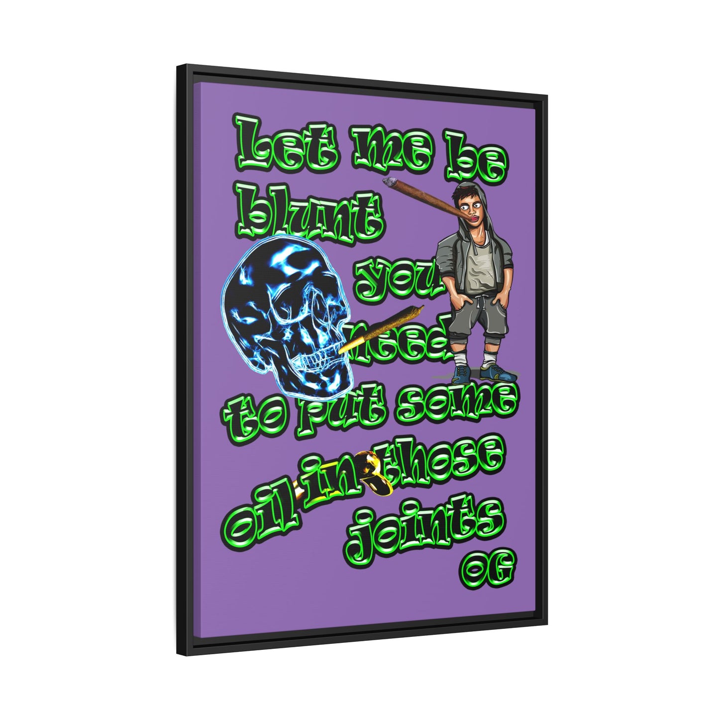 og - framed canvas art (light purple)