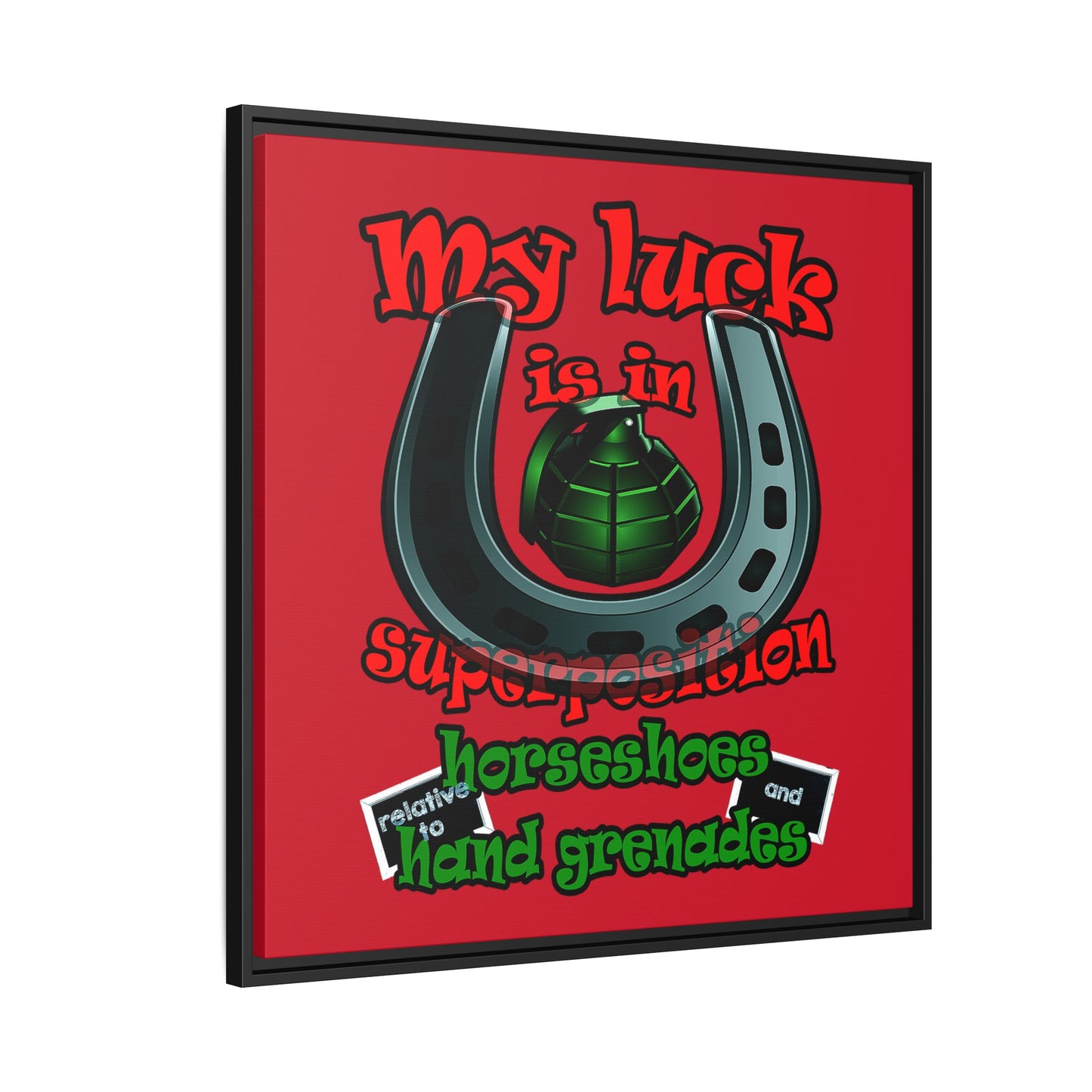 my luck - framed canvas art (dark red)