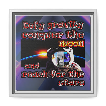 defy conquer reach - framed canvas art (grey-pink wave)