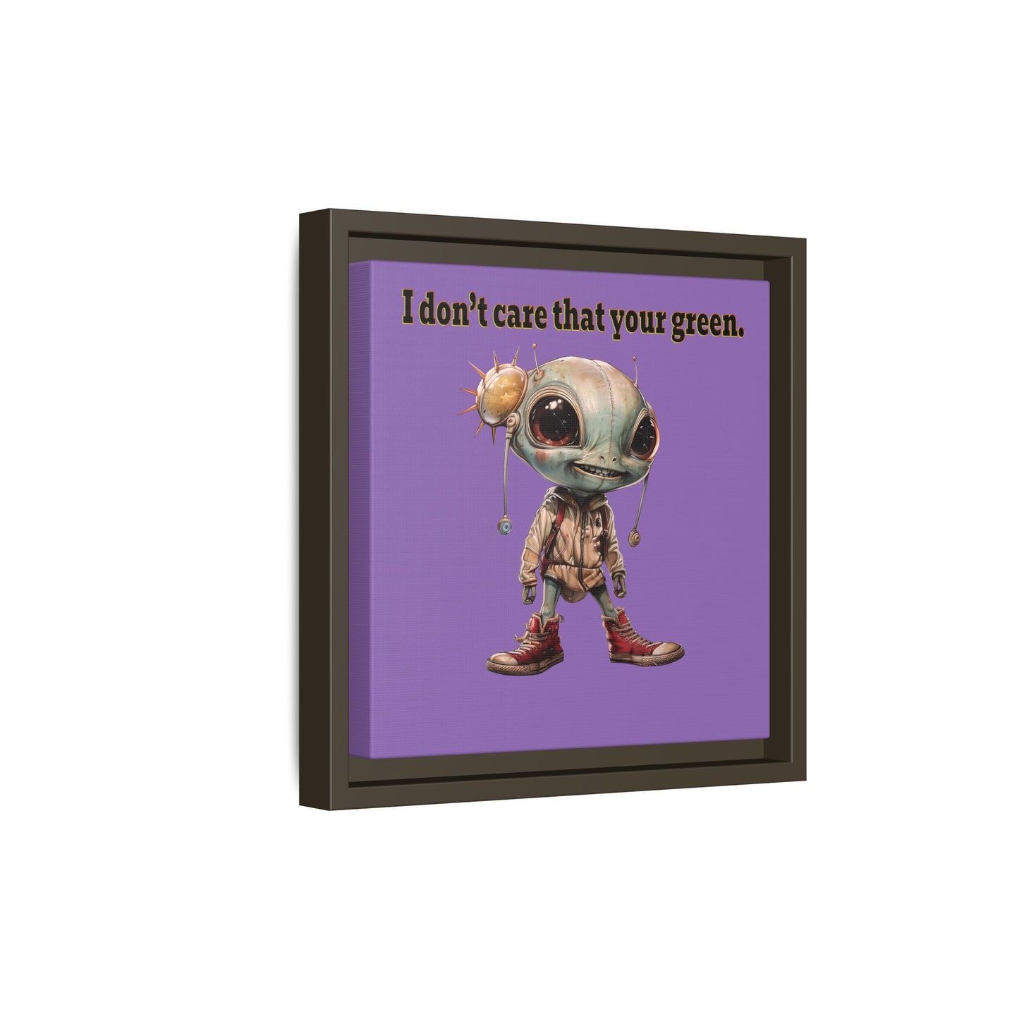 I don't care that your green - framed canvas art (light purple)