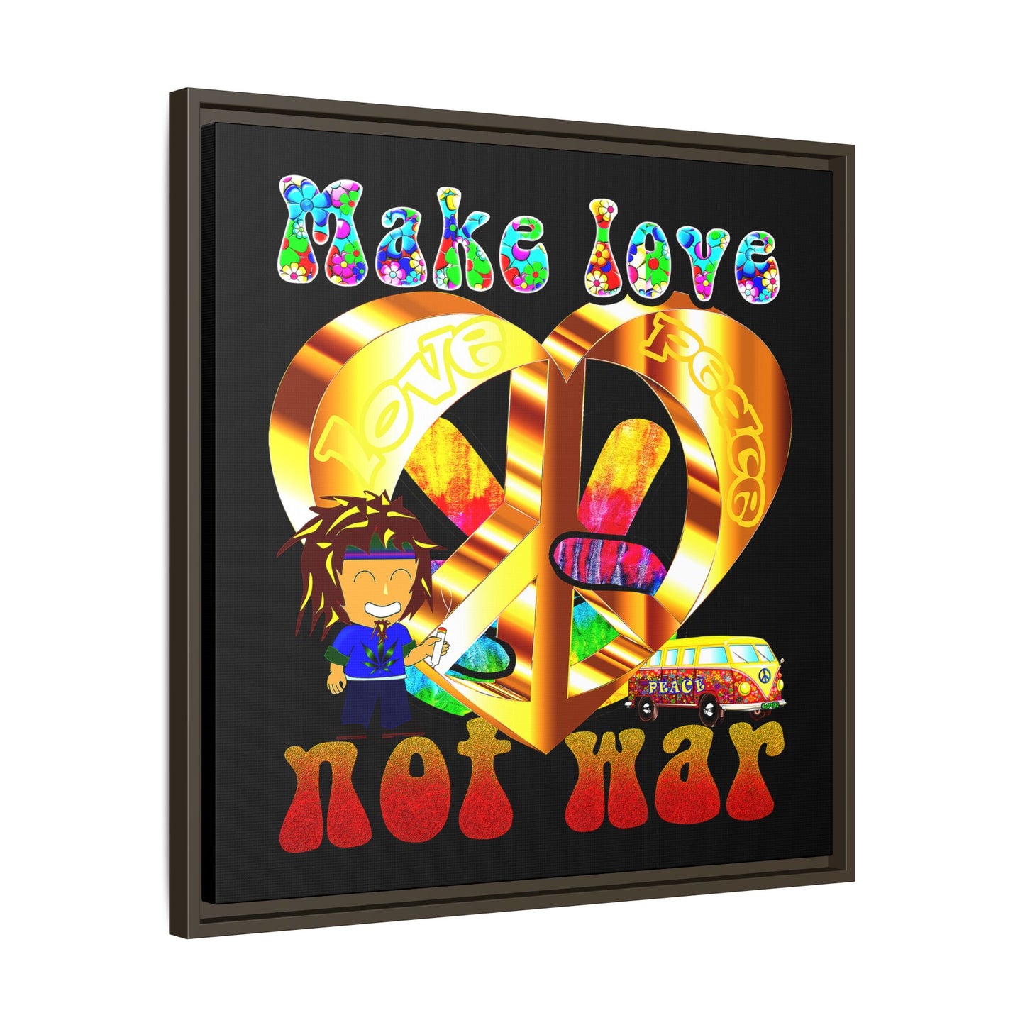 love peace - framed canvas art (black)