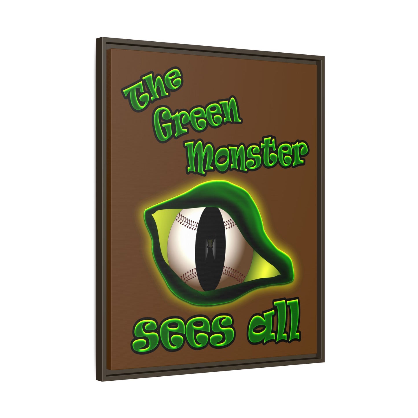 green monster - framed canvas art (brown)