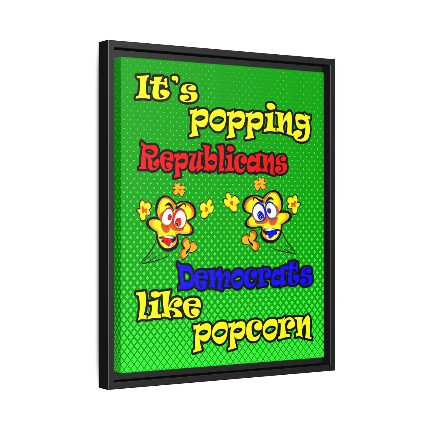 popping like popcorn - framed canvas art (logo green)