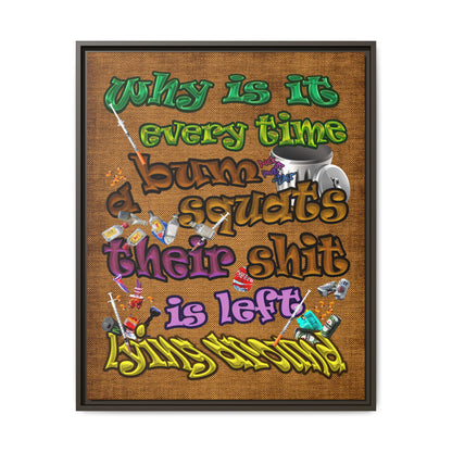 the bum's shit - framed canvas art (brown papyrus)