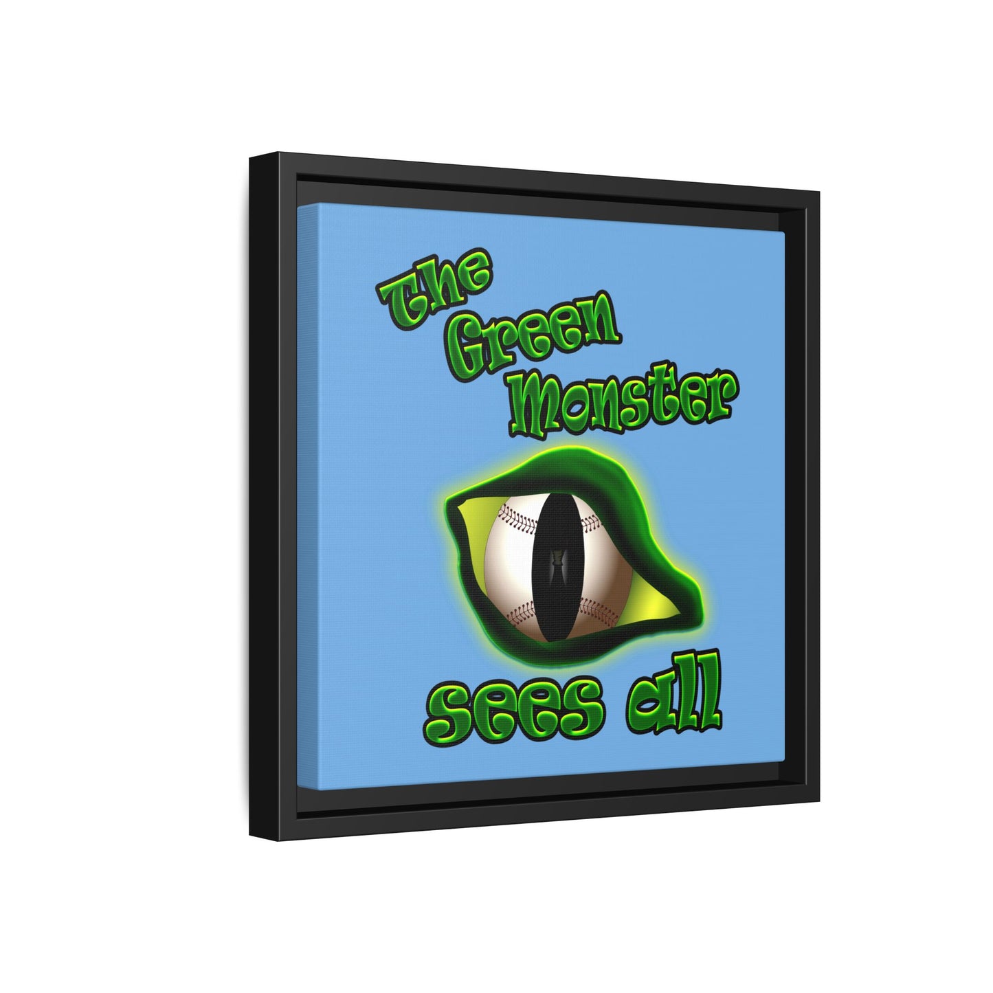 green monster - framed canvas art (light blue)