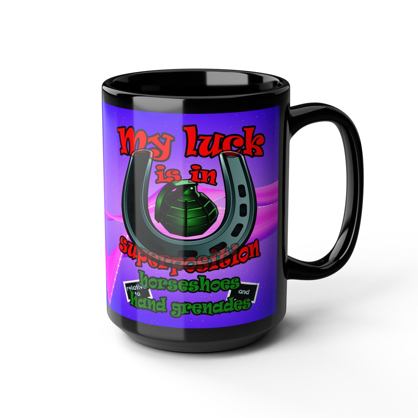 my luck - Black Mug (purple-pink wave)
