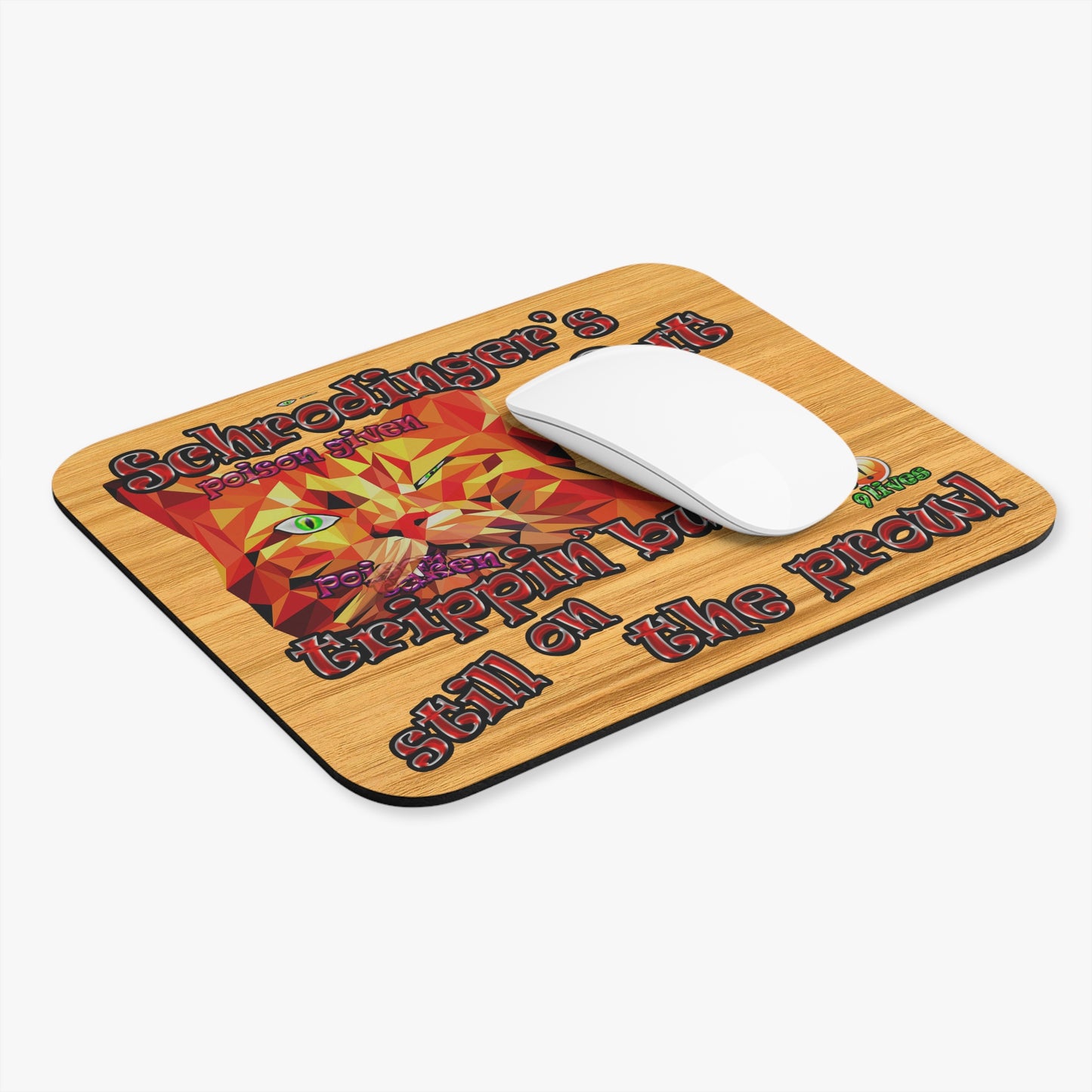 schrodinger's cat - Mouse Pad (Rectangle) (butterscotch wood finish)
