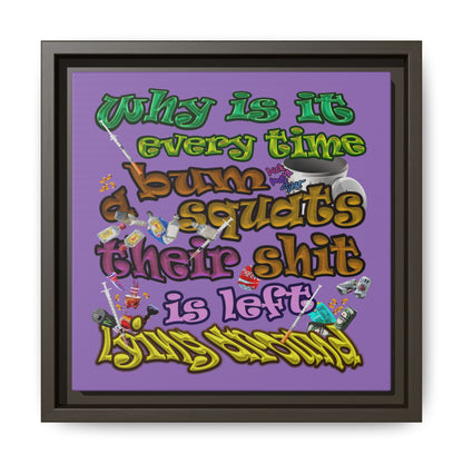the bum's shit - framed canvas art (light purple)