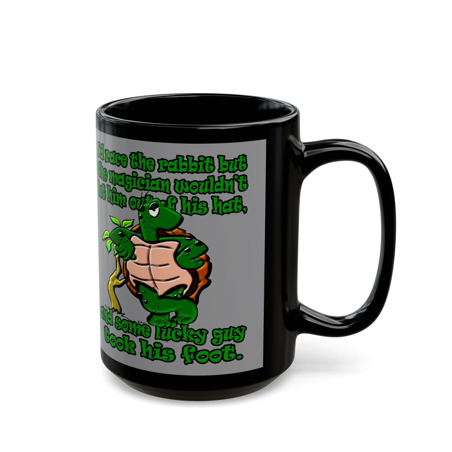 turtle race - Black Mug (grey)