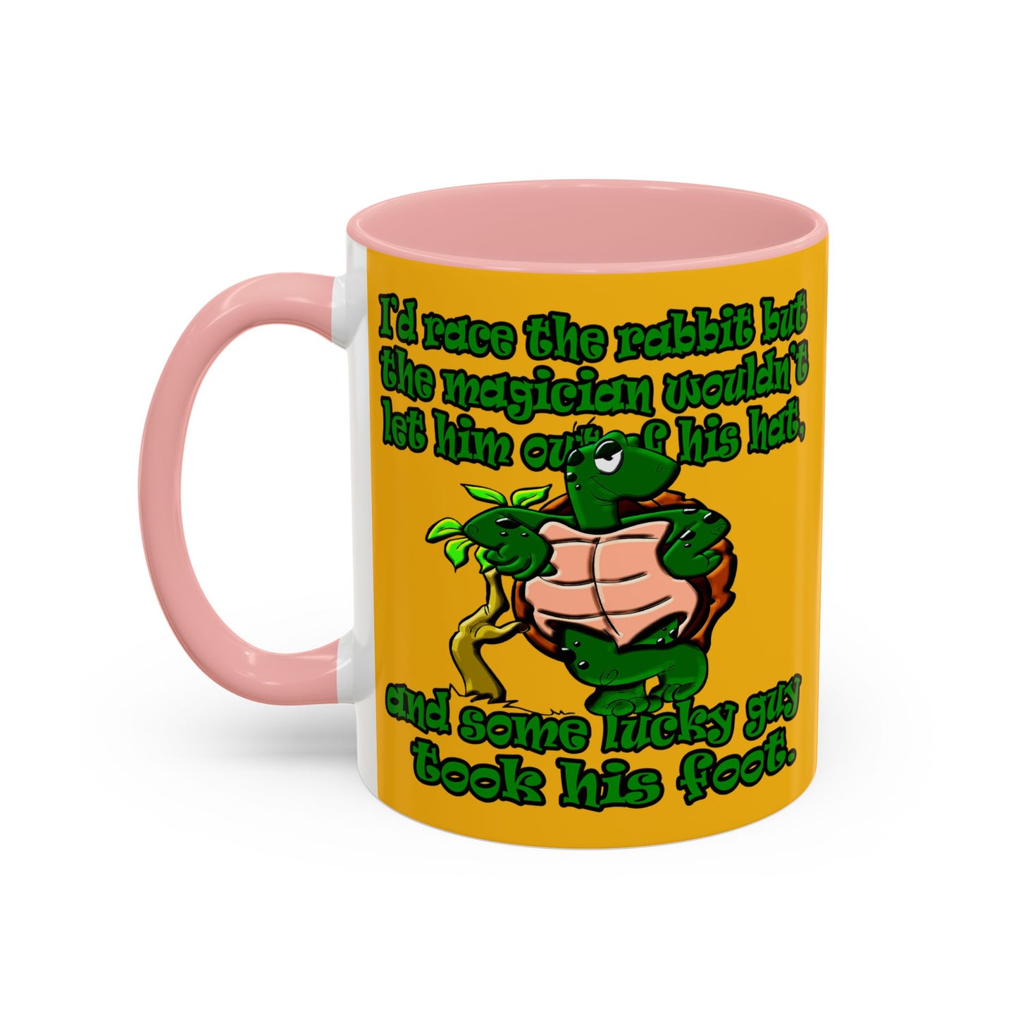 turtle race - Accent Mug (yellow)