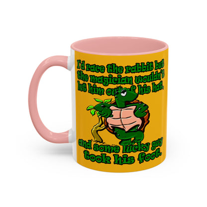 turtle race - Accent Mug (yellow)