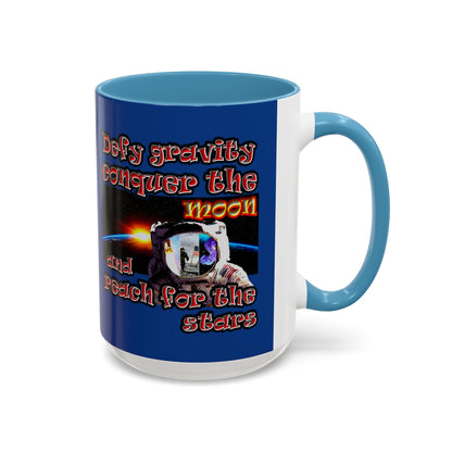 defy conquer reach - Accent Mug (dark blue)
