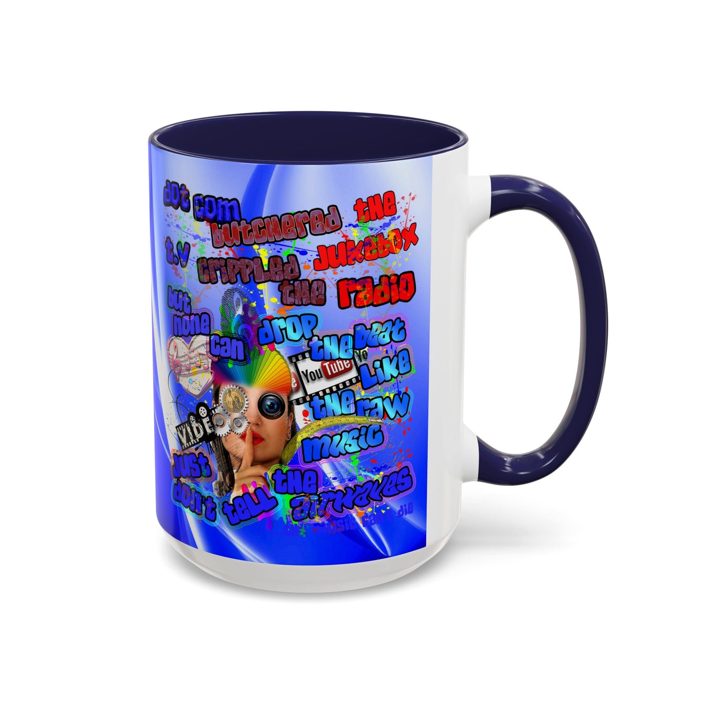 drop the beat - Accent Mug (blue-white wave)