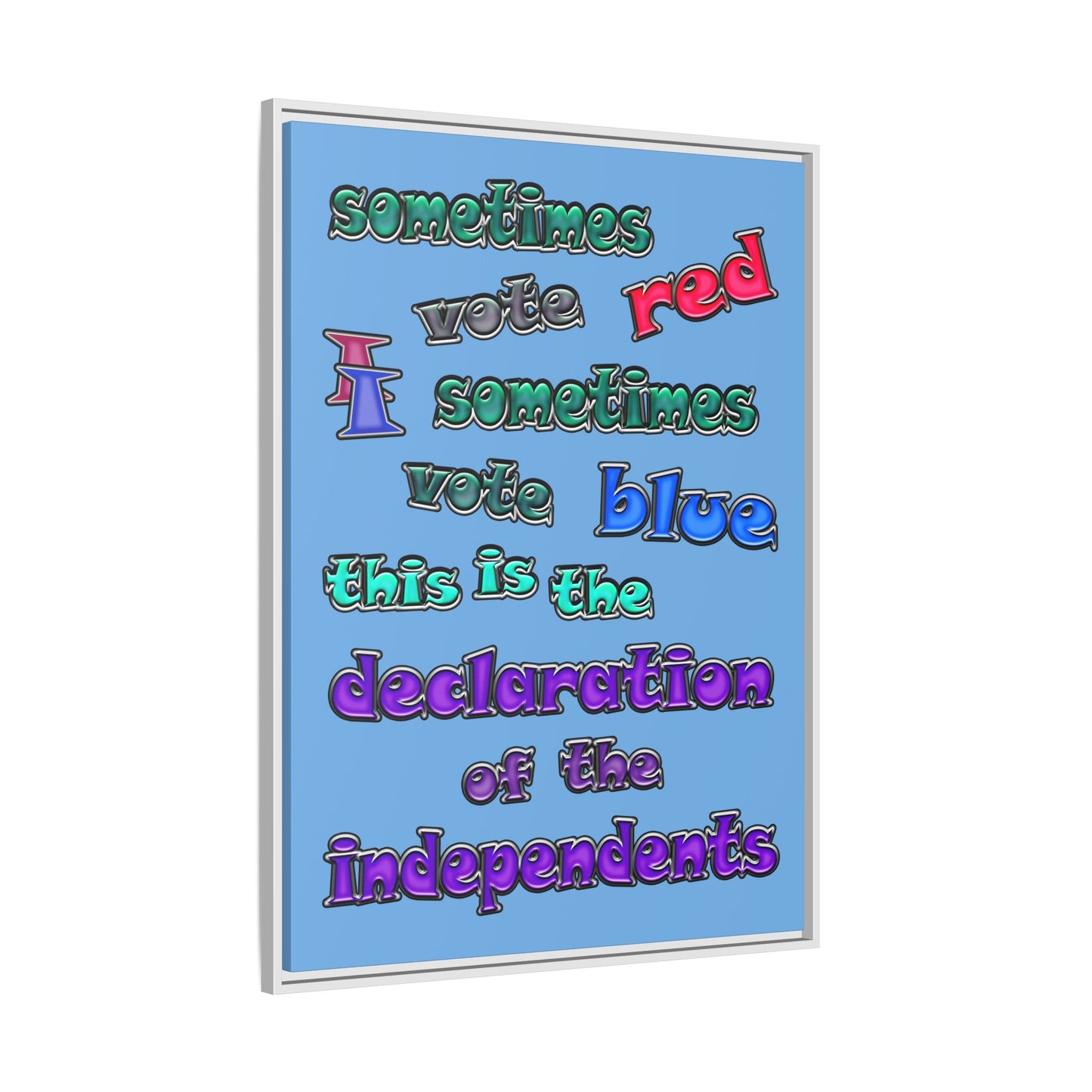 declaration of the independents - framed canvas art (light blue)