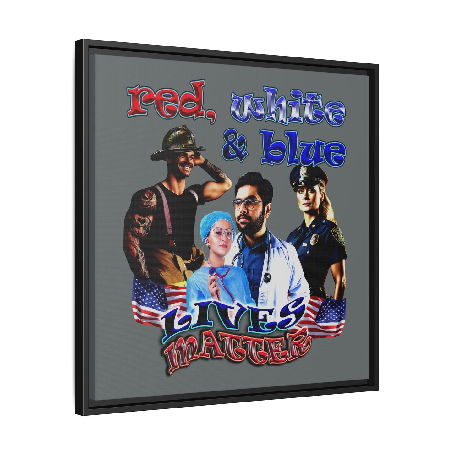 rw&b lives matter - framed canvas art (dark grey)