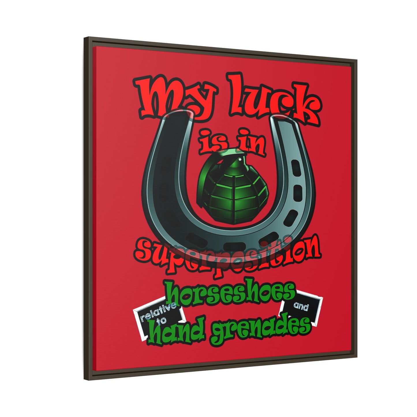 my luck - framed canvas art (dark red)