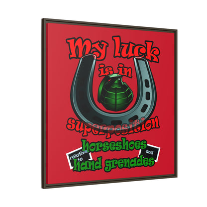 my luck - framed canvas art (dark red)
