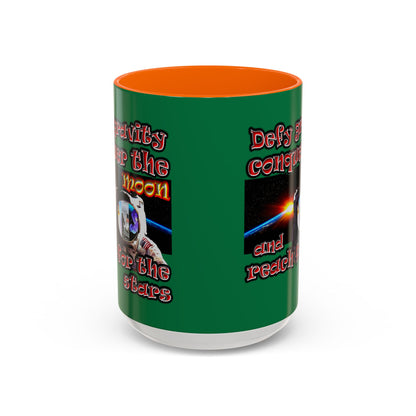 defy conquer reach - Accent Mug (dark green)