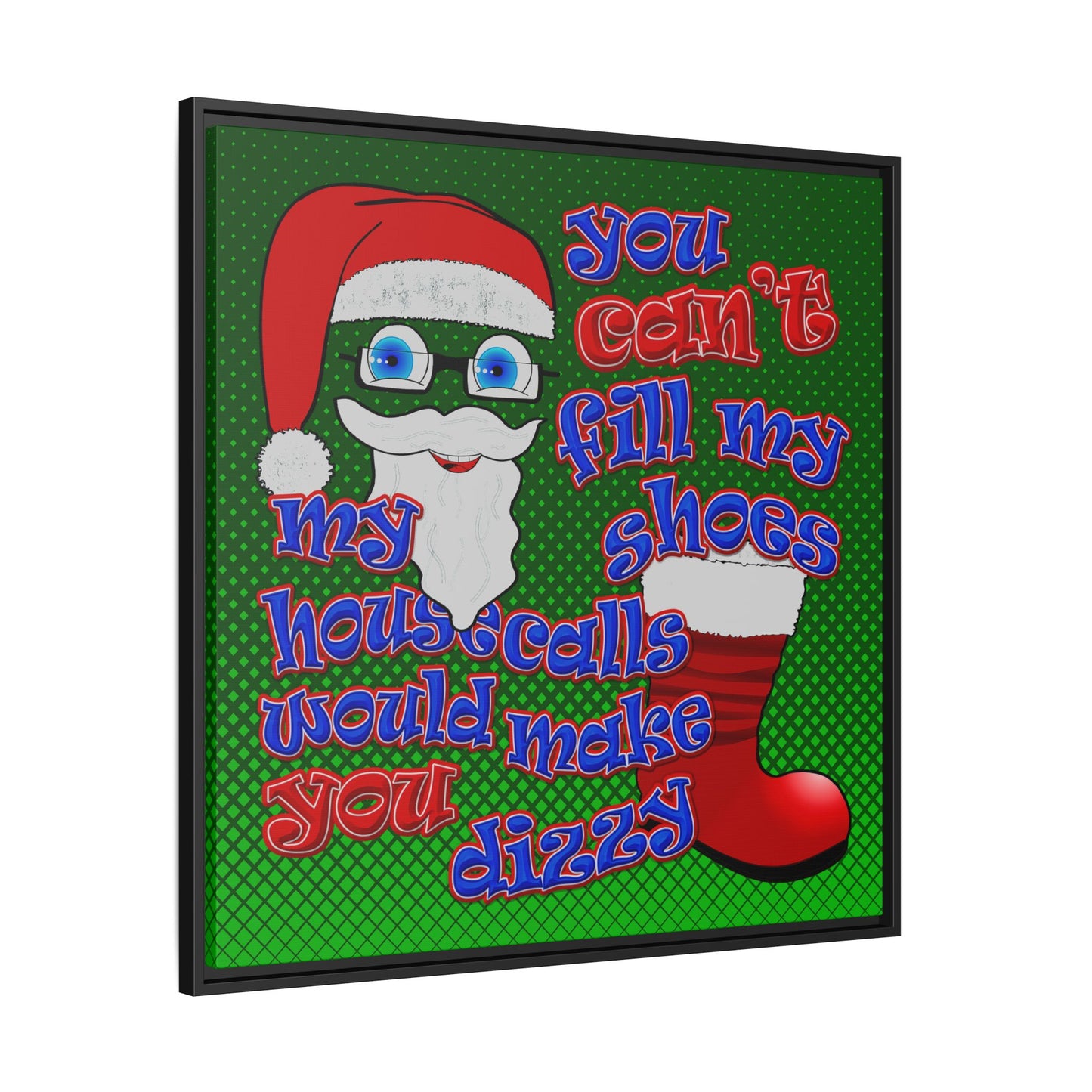 santa's shoes - framed canvas art (logo green)
