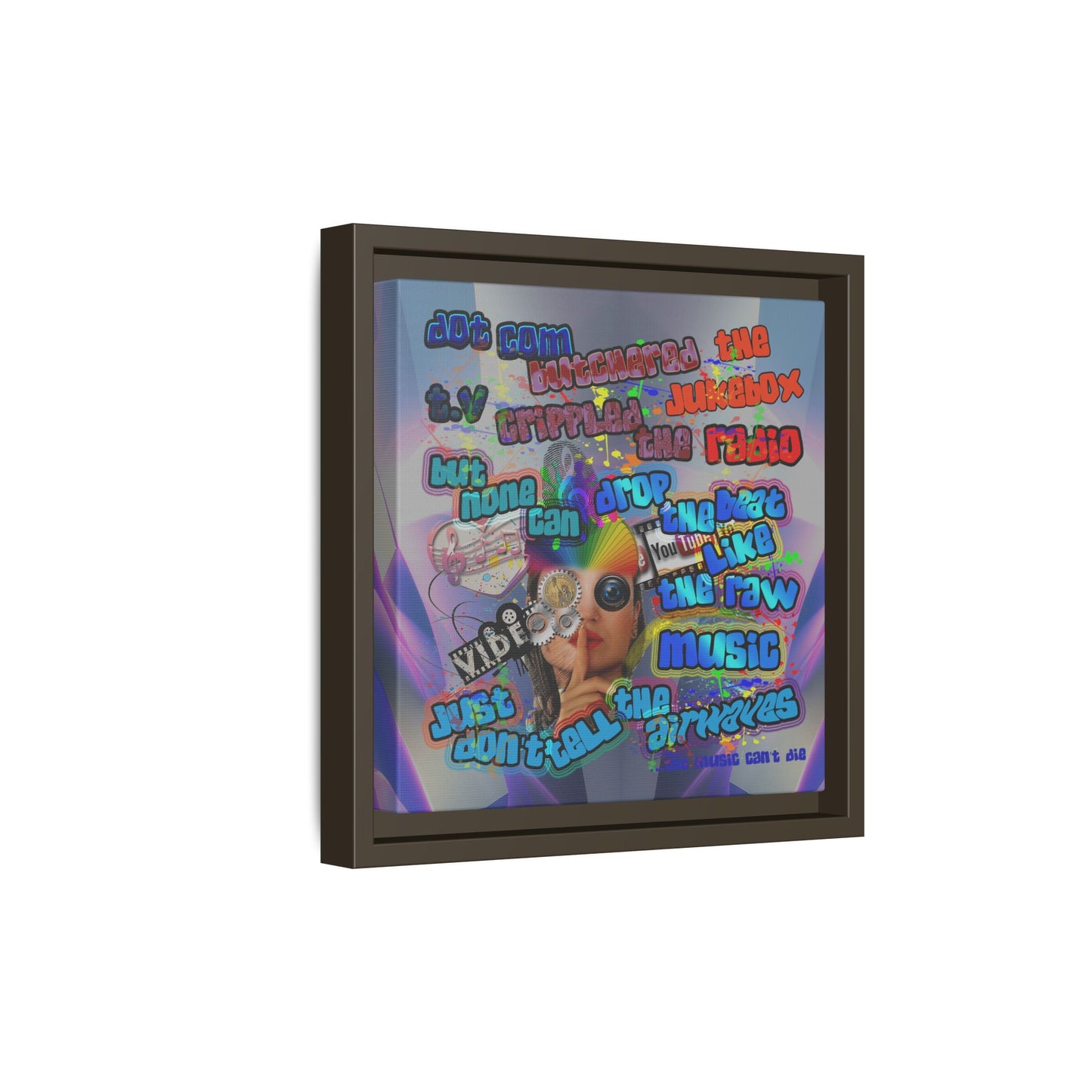 drop the beat - framed canvas art (grey-pink wave)