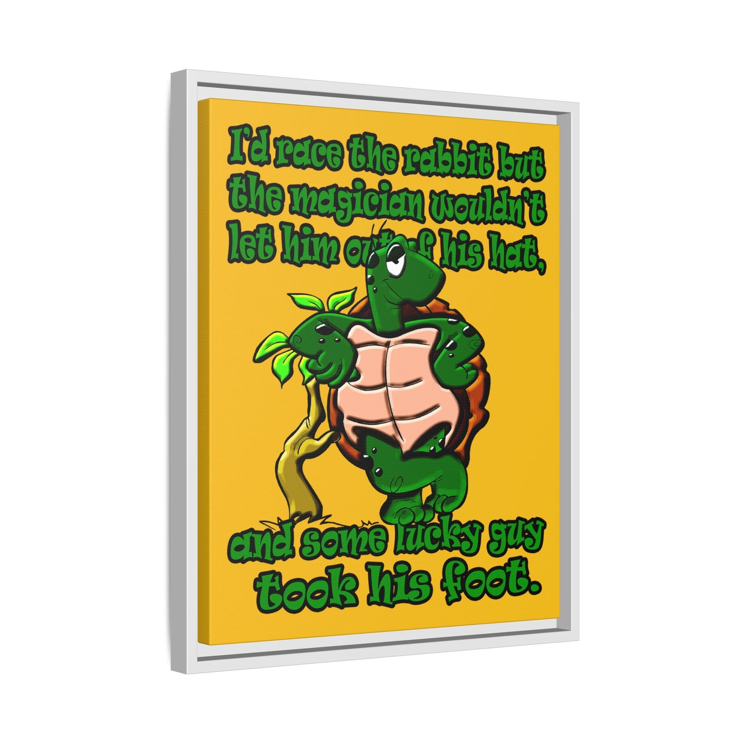 turtle race - framed canvas art (yellow)