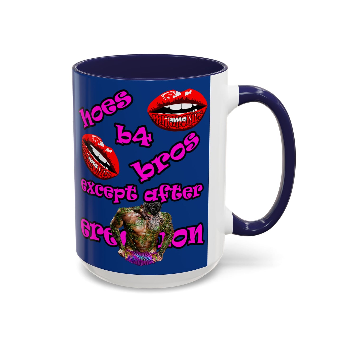 hoes b4 bros - Accent Mug (dark blue)