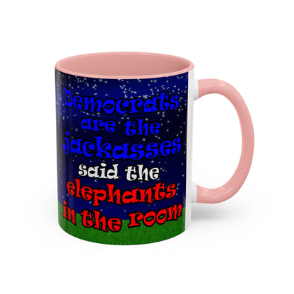 donkeys and elephants - Accent Mug ('snoops' background)