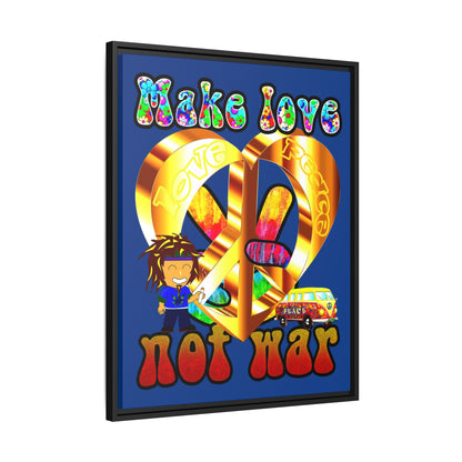 love peace - framed canvas art (dark blue)