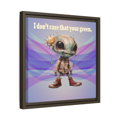 I don't care that your green - framed canvas art (light blue-pink wave)