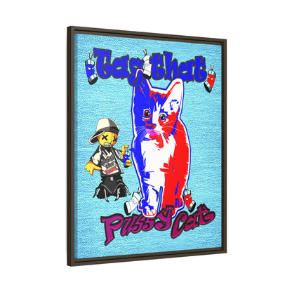 tag that - framed canvas art (faded blue)