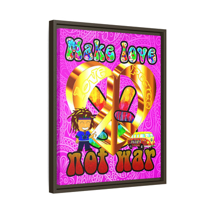 love peace - framed canvas art (pink swirl)