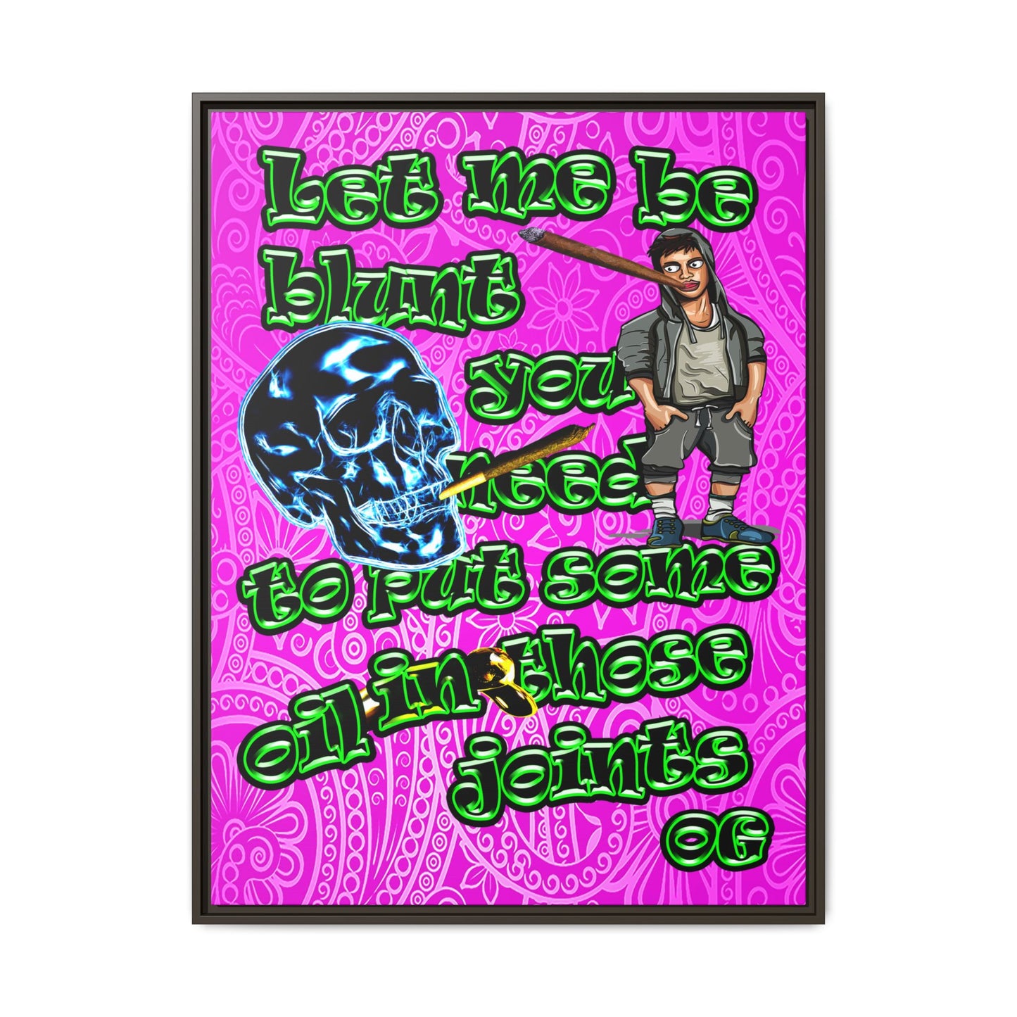 og - framed canvas art (pink swirl)