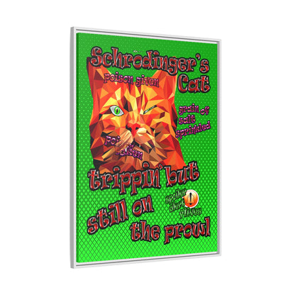 schrodinger's cat - framed canvas art (logo green)