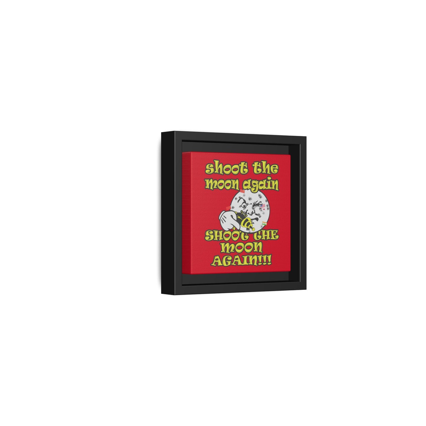 shoot the moon again - framed canvas art (dark red)