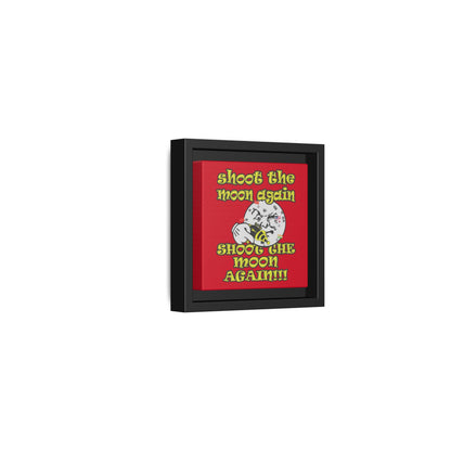 shoot the moon again - framed canvas art (dark red)