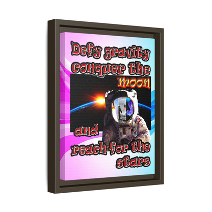 defy conquer reach - framed canvas art (light blue-pink wave)