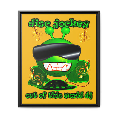 disc jockey - framed canvas art (yellow)