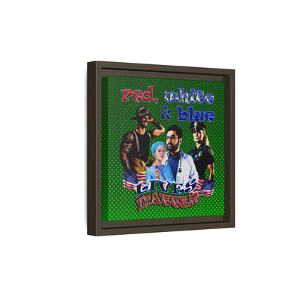 rw&b lives matter - framed canvas art (logo green)