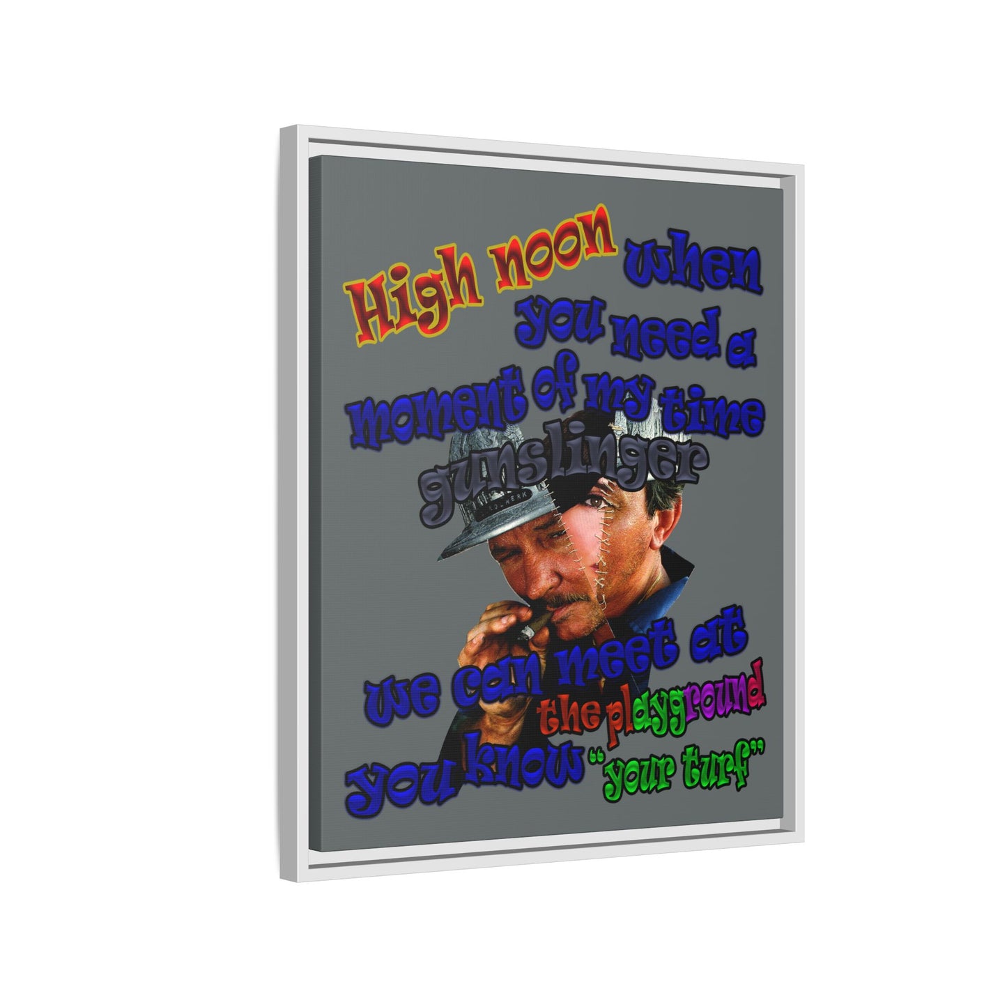 high noon - framed canvas art (dark grey)