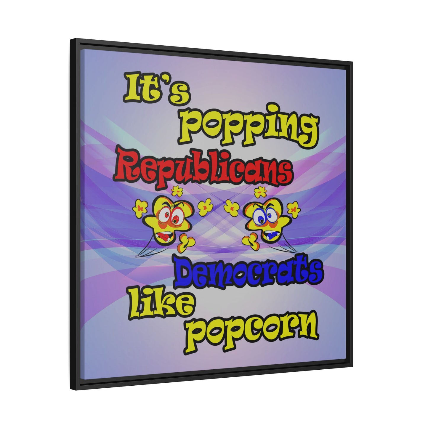 popping like popcorn - framed canvas art (light blue-pink wave)