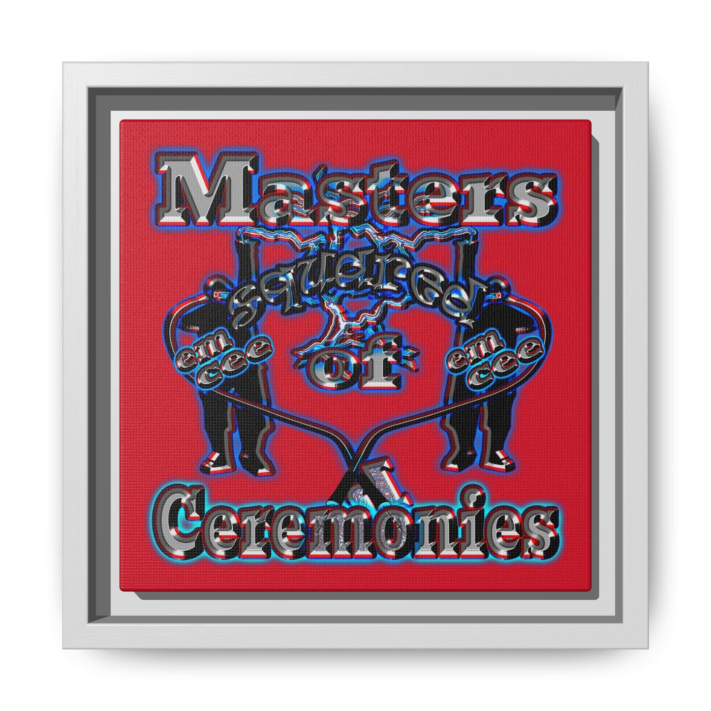 em cee squared - framed canvas art (dark red)